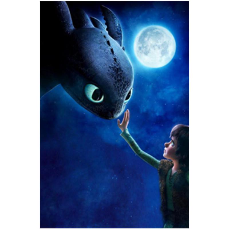 

Полный 5D Diy Алмазная картина Луна и Монстр Вышивка Крестом Домашний Декор Ручной Подарок