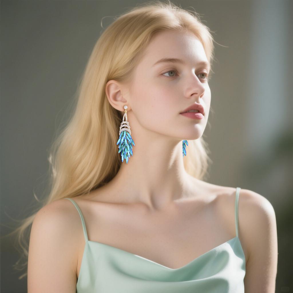 Elegant Alloy Long Tassel Earrings For Women With Geometric Design And Luxury Style For Fashion Accessories