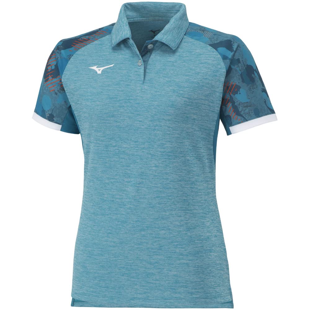 Mizuno Table Tennis Game Short Polo JTTA Enamel Size 82JAA210 Shirt, Sleeve, Collar, Moisture-Wicking, Quick-Drying, Certified, Women's, Blue, XL,
