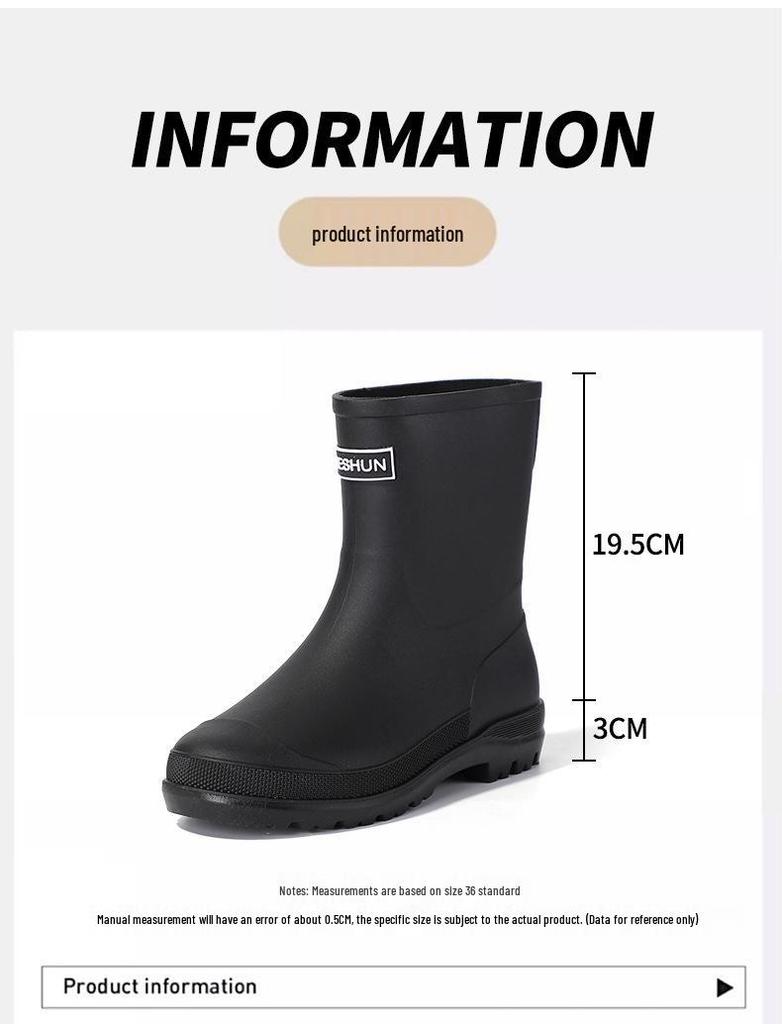 Chic Women's Mid-Calf Rain Boots: Ideal for Kitchen Work, Fishing, Outdoor Activities, and Car Washing. Velvet-Lined, Non-Slip, and Waterproof.