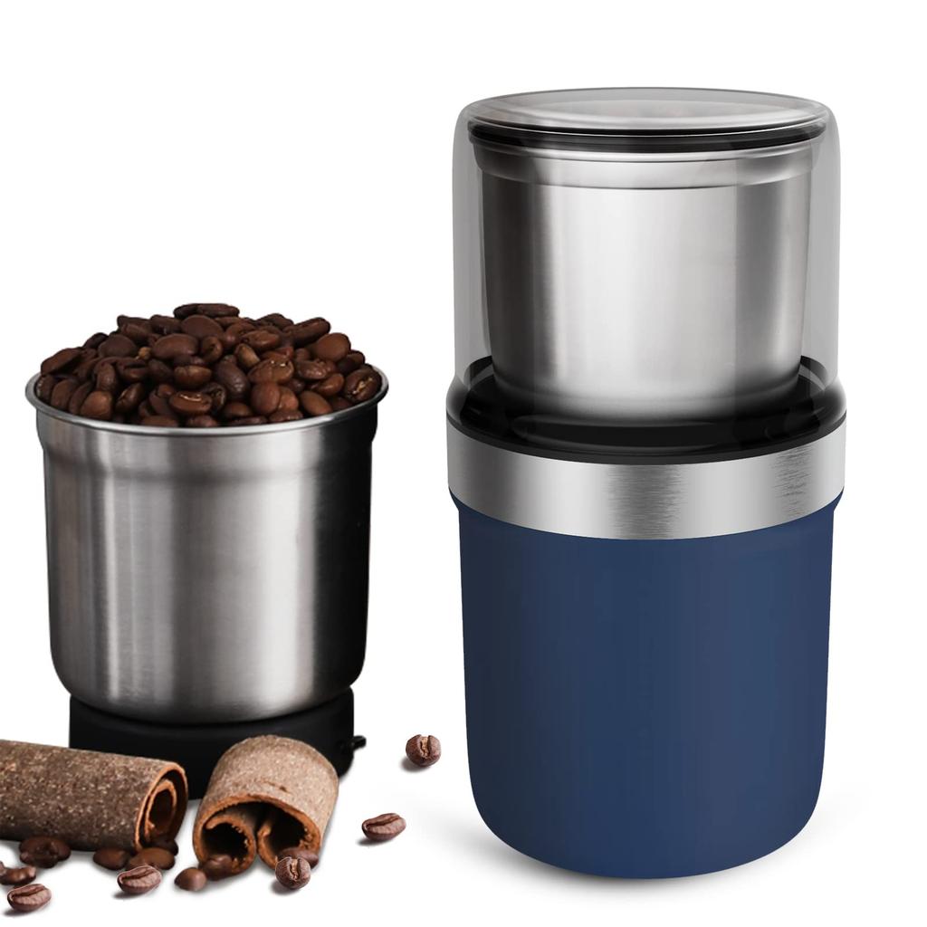 BESROY Electric Coffee Grinder with Grinds Coffee Green Japanese Chili Japanese and Includes Cleaning Brush for Easy Cleaning Cutter, Washable, Beans,