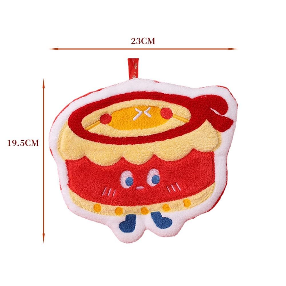 New Coral Velvet New Year Hand Towel Thickened Good Luck Handkerchief Hanging Absorb Water Bathroom Kerchief Home Decoration