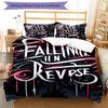 Falling in Reverse 3dílná sada povlečení Uzavírání na zip Obsahuje 1 povlak na přikrývku & 2 povlaky na polštář pro všechna roční období Dekorace ložnice, domova, koleje