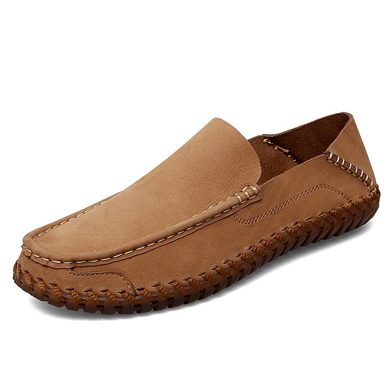 Autumn new breathable casual beef tendon sole driving one pedal Doudou shoes soft sole leather handmade men's shoes