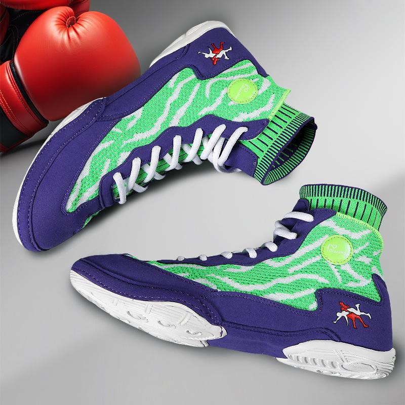 New high-top boxing shoes, men's and women's sanda free fighting, fighting training shoes, non-slip and wear-resistant wrestling shoes