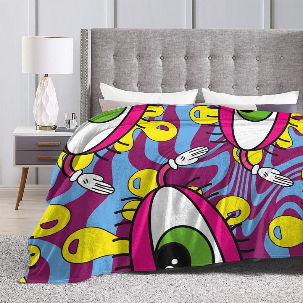Super Soft Blanket Girls Boys Travel Eye Pattern Throw Blanket  Flannel Bedspread For Home Decor Fashion Sofa Bed Cover