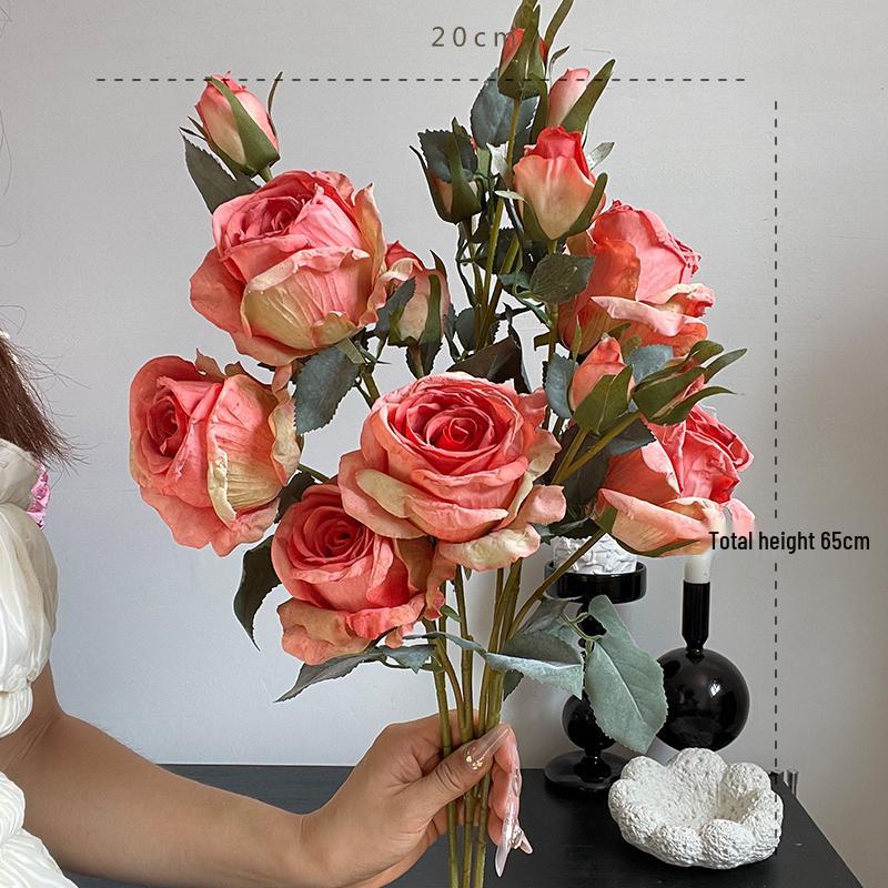 Liu Yifei Inspired Dried Flower Oil Painting - Artificial Rose Bouquet for Living Room or Dining Table Decor