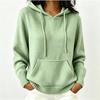 Hooded Knitted Hoodie Women's Autumn/Winter Hoodie Drawstring Pocket Sweater Women's Casual Solid Color Women