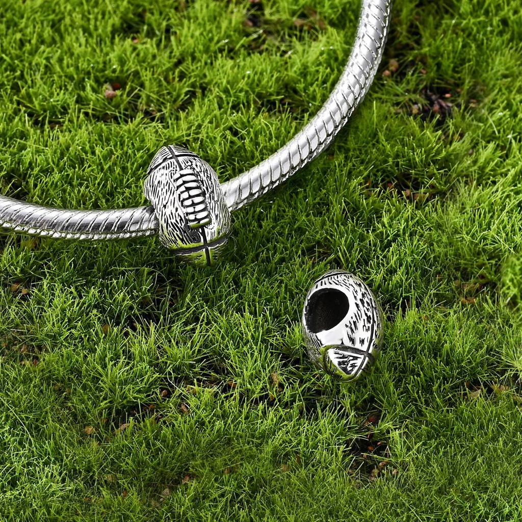 925 Silver Charms Beads Sport Basketball Football Tennis Volleyball Golden Pendant Fit Women Girl Fine Jewelry