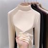 Women's Solid Color Ionized Fleece Slim-Fit Long Sleeve Top - 2026 Autumn/Winter Collection