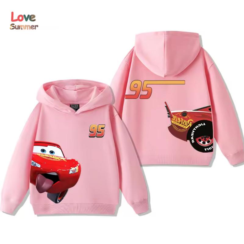 Warm Kids Hooded Pullover, Cartoon Race Car Double Sided Graphic Sweatshirt, Autumn Winter Casual Long Sleeve Top For Outdoor And Daily Kids Outfit