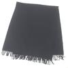Great HERMES Scarf Logo Embroidery Embroidery Fringe black cashmere Used