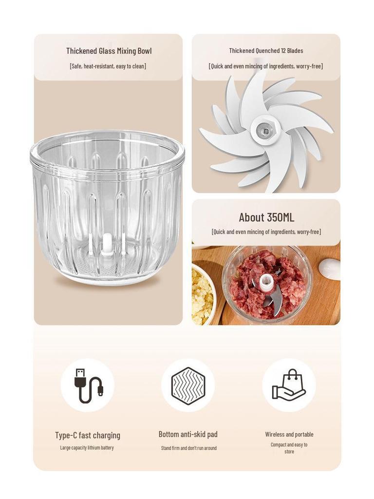 Wireless Mini Electric Garlic Masher with Type-C Charging