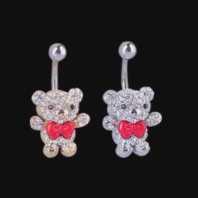 Piercing ombelicale Orso Carino Cristallo Oro e Argento