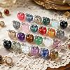 DIY Necklace Pendant Fruit Shape Natural Faux Crystal Pendant with Electroplated Silver Leaf Buckle 20mm Mini Ornament