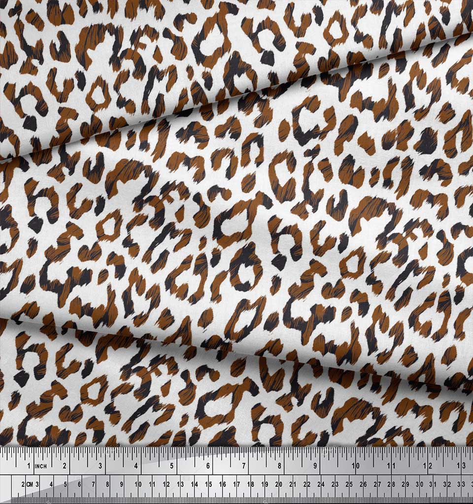 

Тканина Soimoi Japan Crepe Satin Тканина з леопардовою шкірою тварин, принт на метр 42 дюйма 42 Inch Wide - Poly Crepe коричневий