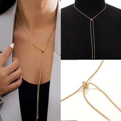 1pc Gifts Copper with Ball Pendant Tassel Necklace Snake Chain Choker Fine Link On Neck