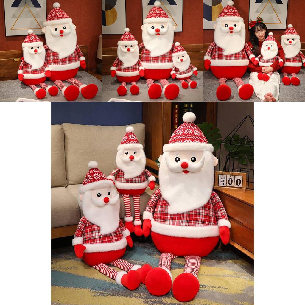 Creative Plush Santa Claus Doll With Long Legs Soft Cotton Outfit For Festive Decor