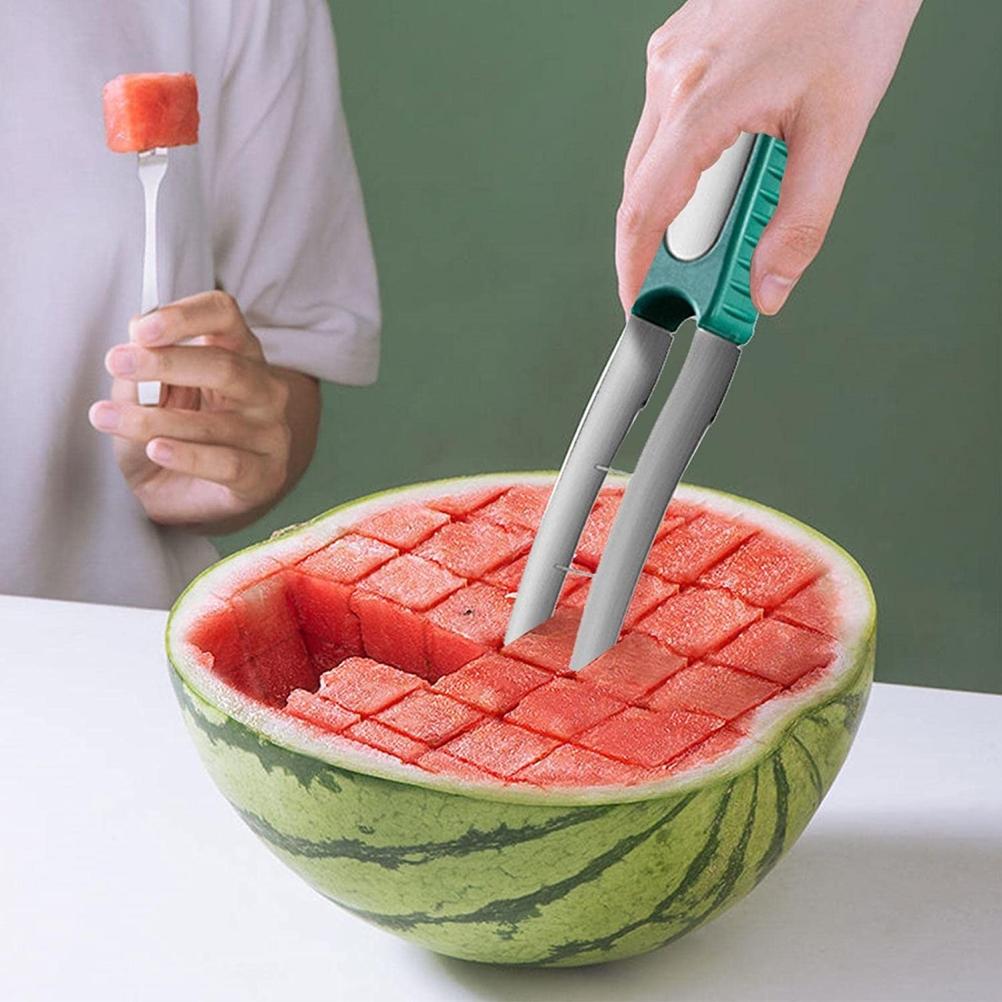 Vattenmelon Skärare Rivjärn 304 Rostfritt Stål Vattenmelon Tärningsskärare Fruktsallad Melon Skärare
