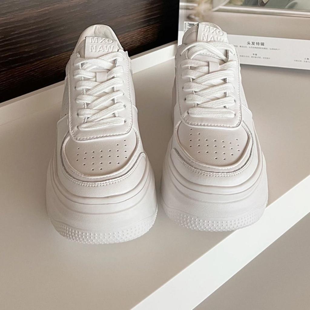 Popular Wheat Ear Platform White Shoes Women's 2025 Spring and Autumn New Students Casual Versatile Sports Muffin Board Shoes Ins Tide