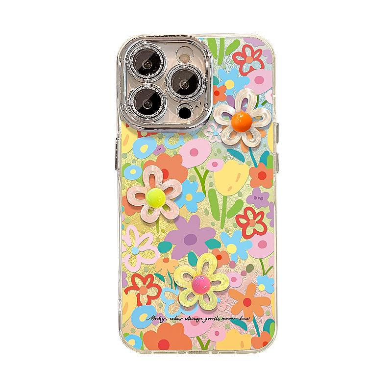 Flower doll lanyard for Apple 16 glacier pattern mobile phone case 13promax premium sense 15 summer 14 all-inclusive