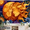 2D Flat, 2D Flat Print 1pc Tapestry Sun Moon Embrace Starry Wall Hanging, Mythical Romantic Decor Multi-Size Polyester Background Resistant and Wear-R