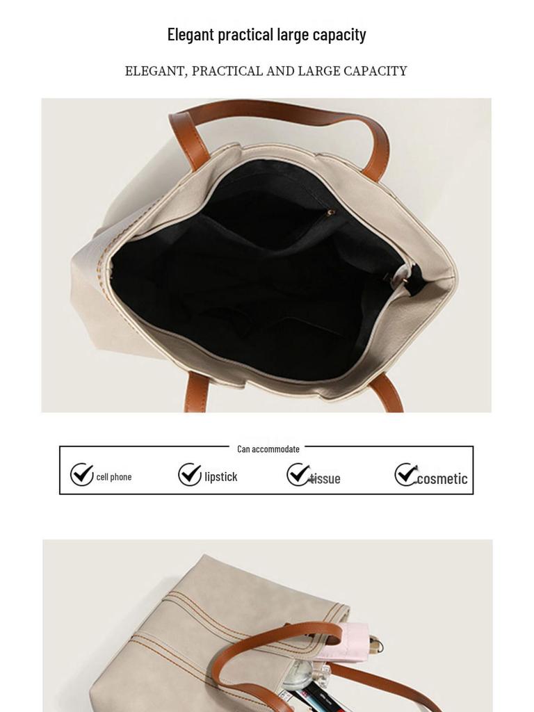 Bolso Tote Simple de Gran Capacidad Estilo Retro Coreano 2025 para Mujer