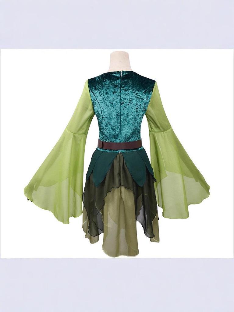 Damen Mittelalter Fee Elf Zauberer Kleid Halloween Kostüm