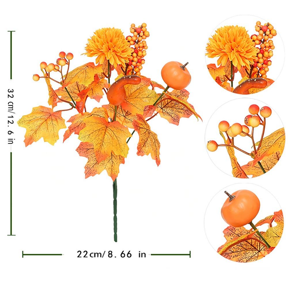 Foam Pumpkin Artificial Flower Bouquet Silk Leaves Halloween Decorative Flower Thanksgiving