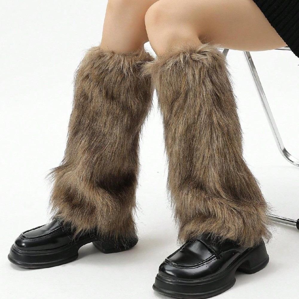 Warm Boot Covers Winter Foot Warming Covers Cozy Faux Fur Leg Warmers for Women Girls