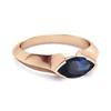 Blue Sapphire Marquise Shape Solitaire Ring - 925  Sterling Silver Rose Gold Vermeil