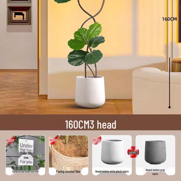 Large Potted Fiddle-Leaf Fig: Luxury Faux Green Plant for Living Room Decor