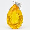 925 Sterling Silver 100 Ct Orange Topaz CERTIFIED Pear Cut Pendant Free Gift AI-86-NS