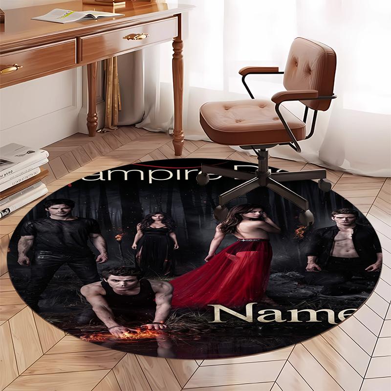Custom Name Vampire Diaries Printed Round Rug Carpet Chair Rug Area Rug Entryway Doormats,for Office Chair Living Room Bedroom Kitchen Room.