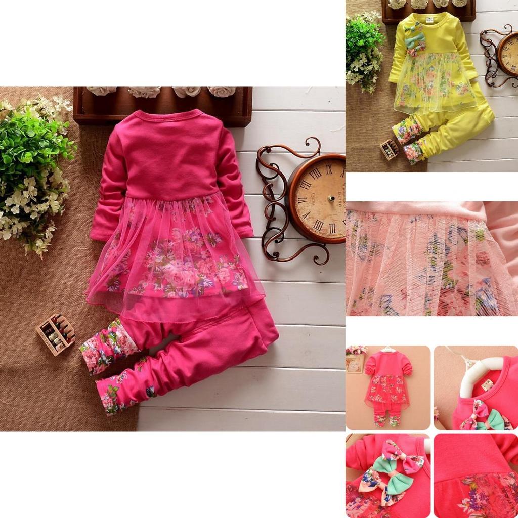 Premium Qualität Kleinkind Säugling Kinder Baby Mädchen Outfits Kleidung T-Shirt Tops Kleid Und Hosen 2-teiliges Set