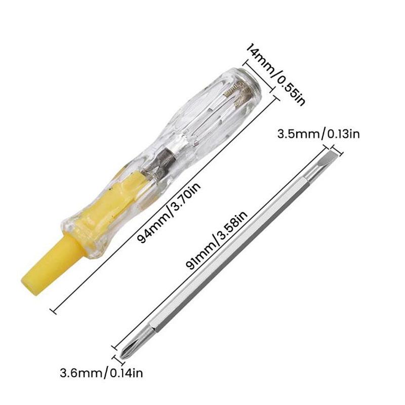 

AC100-500В Електричний тестер напруги Ручка Шліцьова Хрестова Двостороння Знімна Викрутка Тестер ланцюга Індикаторна лампа Інструмент Pack of 1
