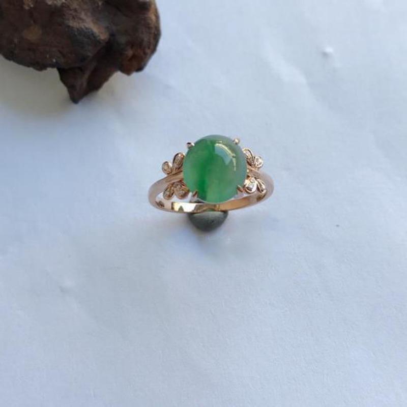 Vintage Classic Natural Chalcedony Green Rings for Women Retro Style Fashion New in Butterfly Ring Banquet Jewelry Gifts