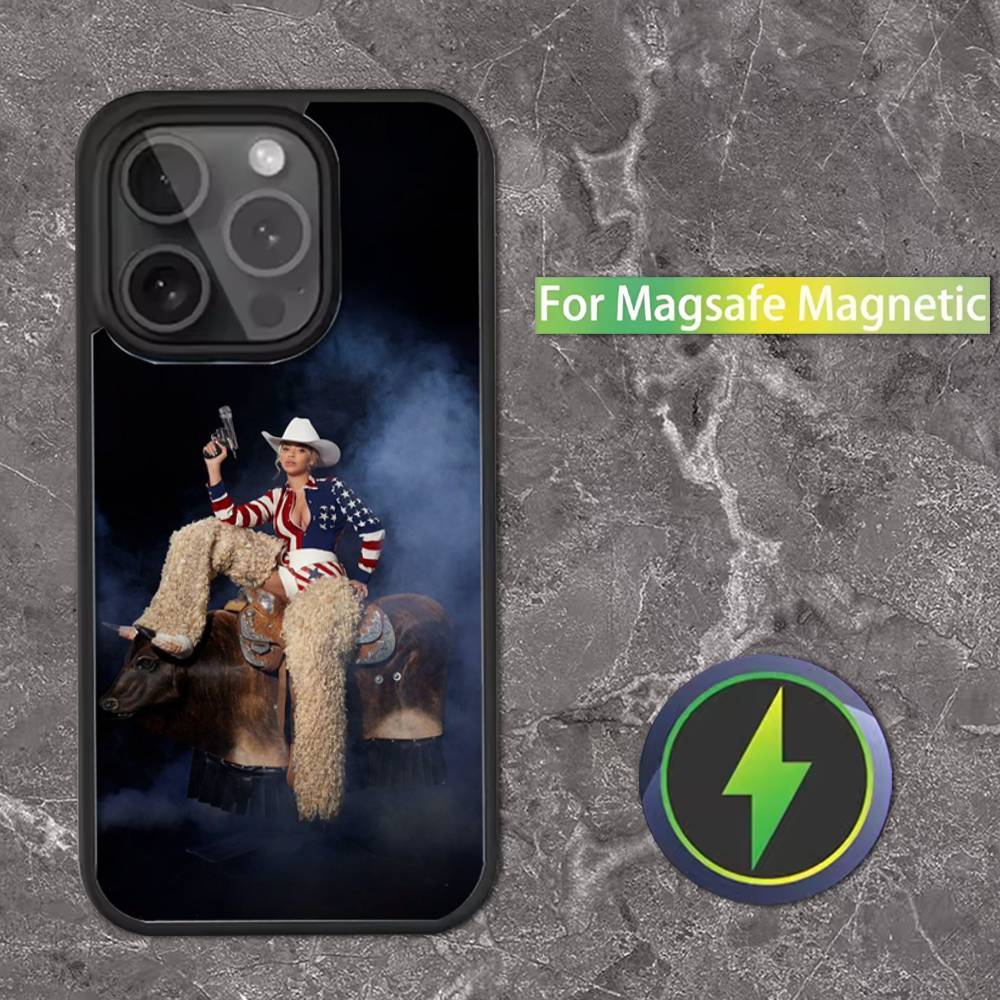 B-Beyonce Cowboy Phone Case For iPhone 16,15,14,13,12,11,Pro,Max,Plus,Mini,SE Magsafe Magnetic Wireless Charging