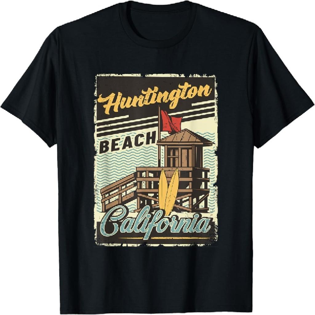 Vintage Retro Huntington Beach Kalifornien Sonnenuntergang Surf Geschenk T-Shirt für Männer Frauen Kinder