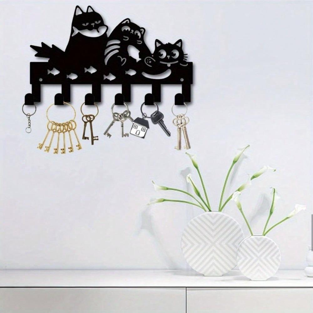 Iron Key Holder Wall Mount with 6 Hooks Modern Entryway Decor