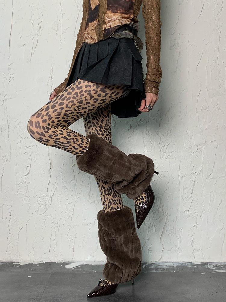 Y2K Style Retro Leopard Print Tights Women Thin Sexy Sheer Pantyhose For Streetwear Stocking
