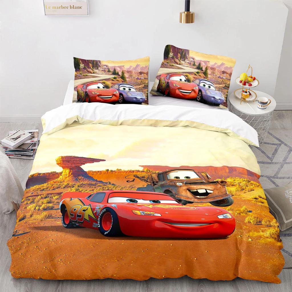 Cars Lightning McQueen 3D Children's Bedding Set 3-piece Set 1 Quilt Cover 100% Polyester Home Decor Cartoon