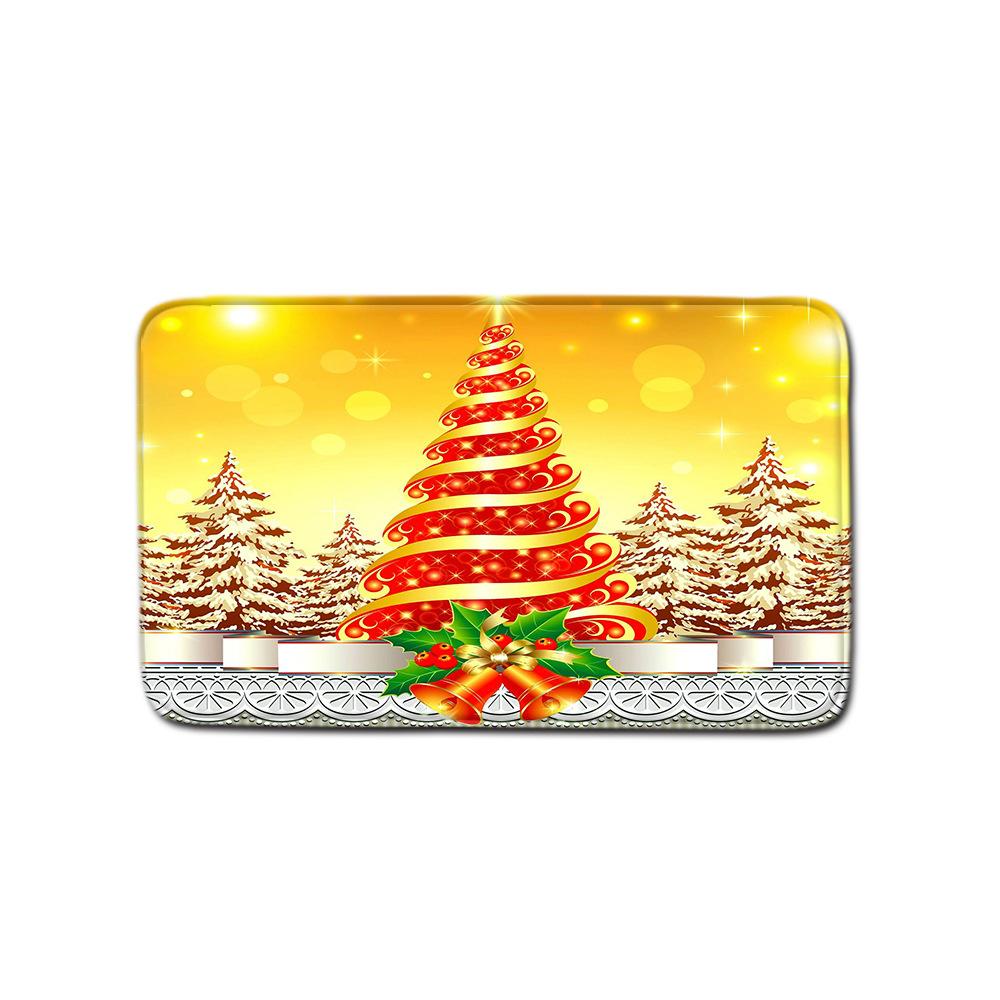 Christmas Shower Curtain Floor Mat Combination Four-Piece Set Bathroom Toilet Carpet Shower Room Mat Foot Mat