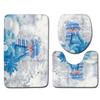 4pcs Shower Christmas Curtain Toilet Cushion Set Cover Mat Pad Rug Xmas Bathroom
