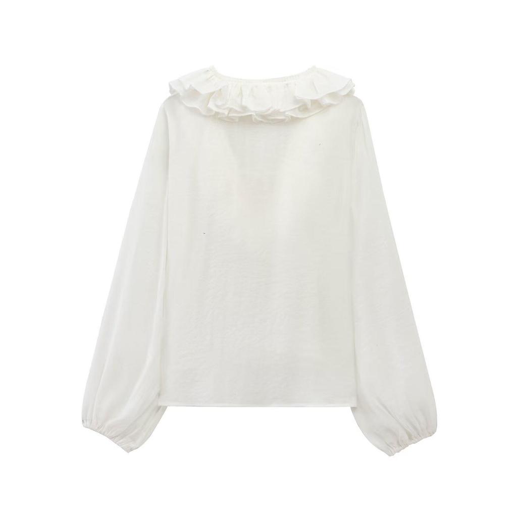 Chemise polyvalente à volants et à nouer style européen et américain pour femmes printemps 2025