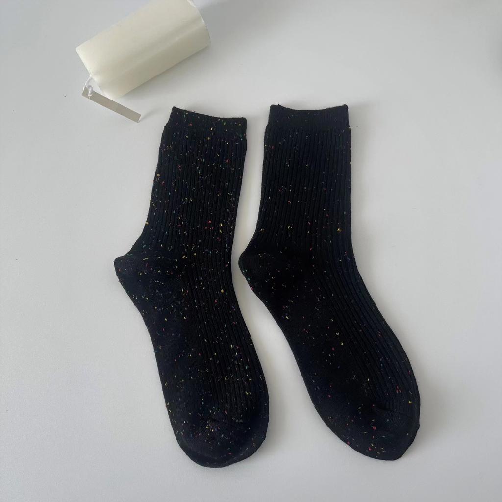 Female Spring and Summer Simple Cotton Point Yarn College Wind Tube Pile Socks
