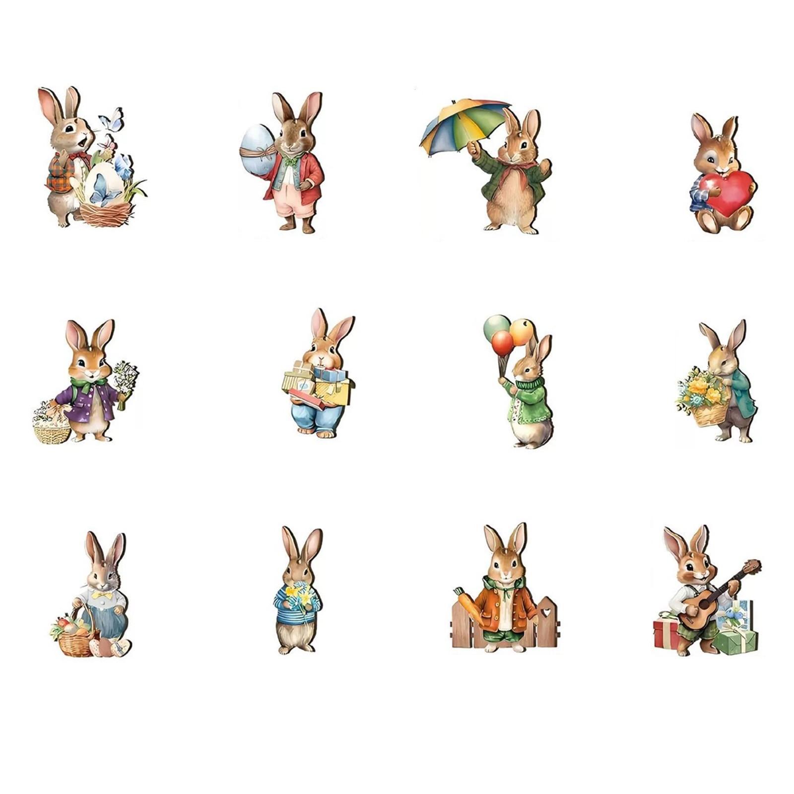 

12 старинных пасхальных деревянных украшений - елочные украшения с веревками, пасхальные украшения, подходят для использования в помещении, в классе и на вечеринках(2D) One Size коричневый