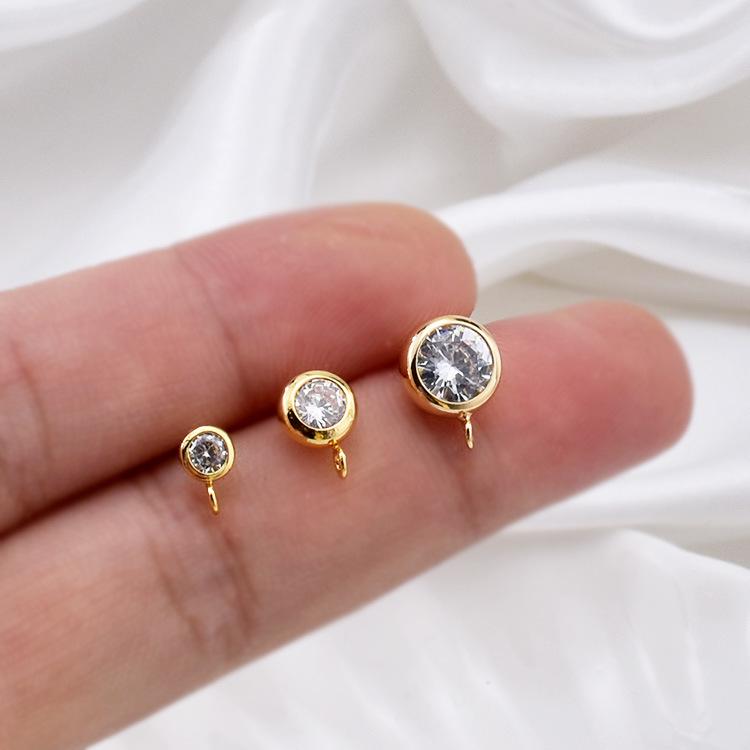 

Copper-Plated 18K Gold Zircon Hanging Ear Studs - Handmade DIY Jewelry Accessories 4MM single