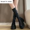 Streetový styl Podzim Zima Dlouhé Kozačky po Koleno Dámské Módní Platforma Vysoké Podpatky Boty Nazouvací Párty Botas Mujer
