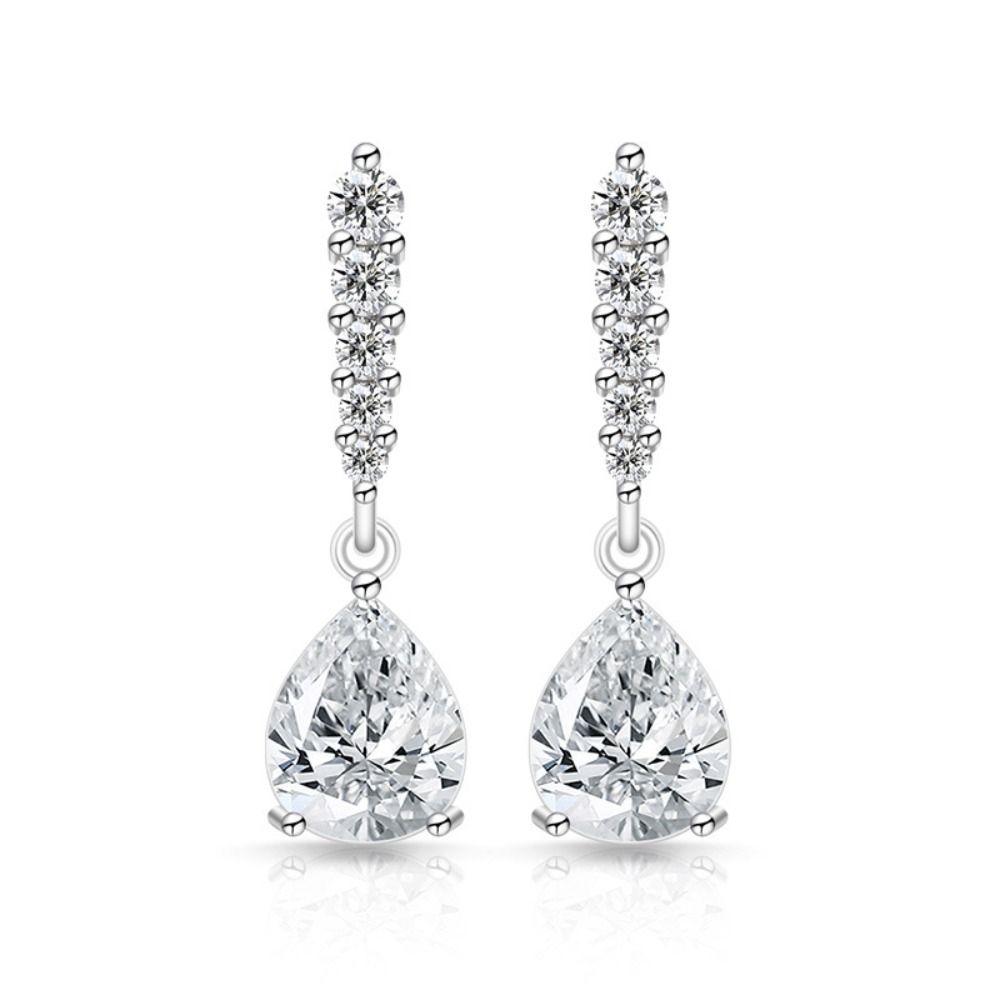 Copper Zircon Earrings Luxury Finish Fashion Jewelry Earrings Water Drop Earrings For Women Girls